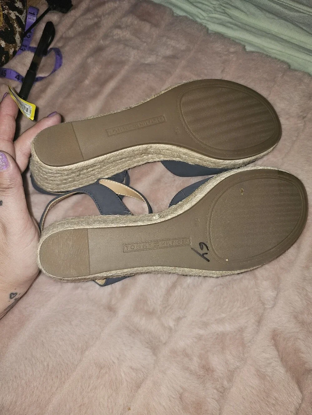 NWOT TOMMY HILFIGER Navy Gallie Ankle Strap Espadrille Wedge - Size 9.5